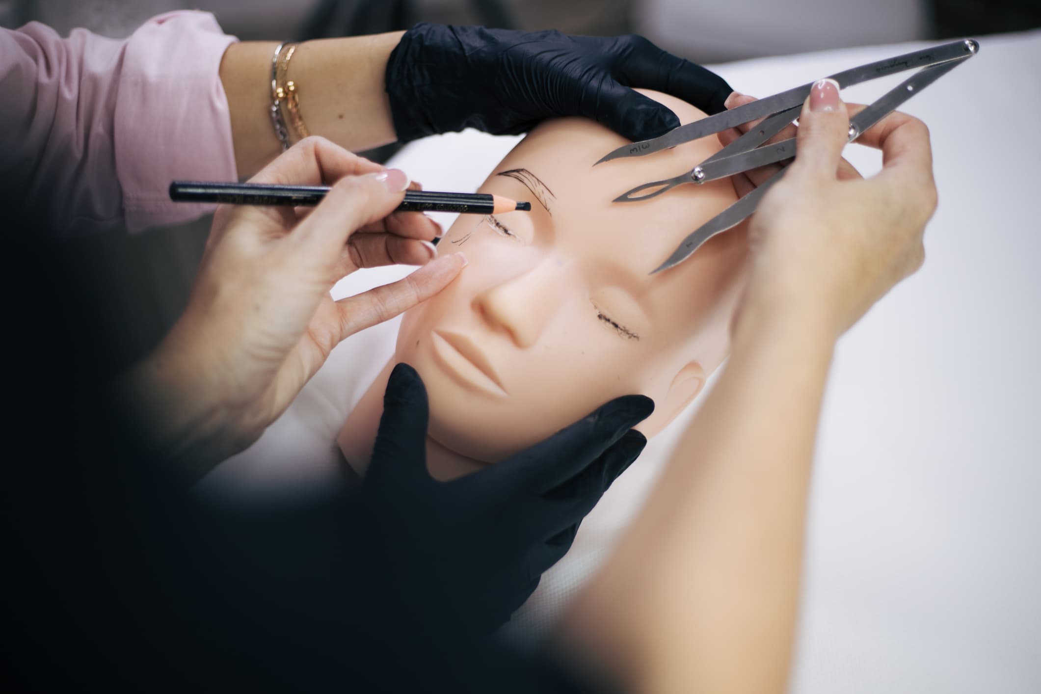 Live model training session for permanent makeup at iBrow iLash Academy in Waukee, Iowa